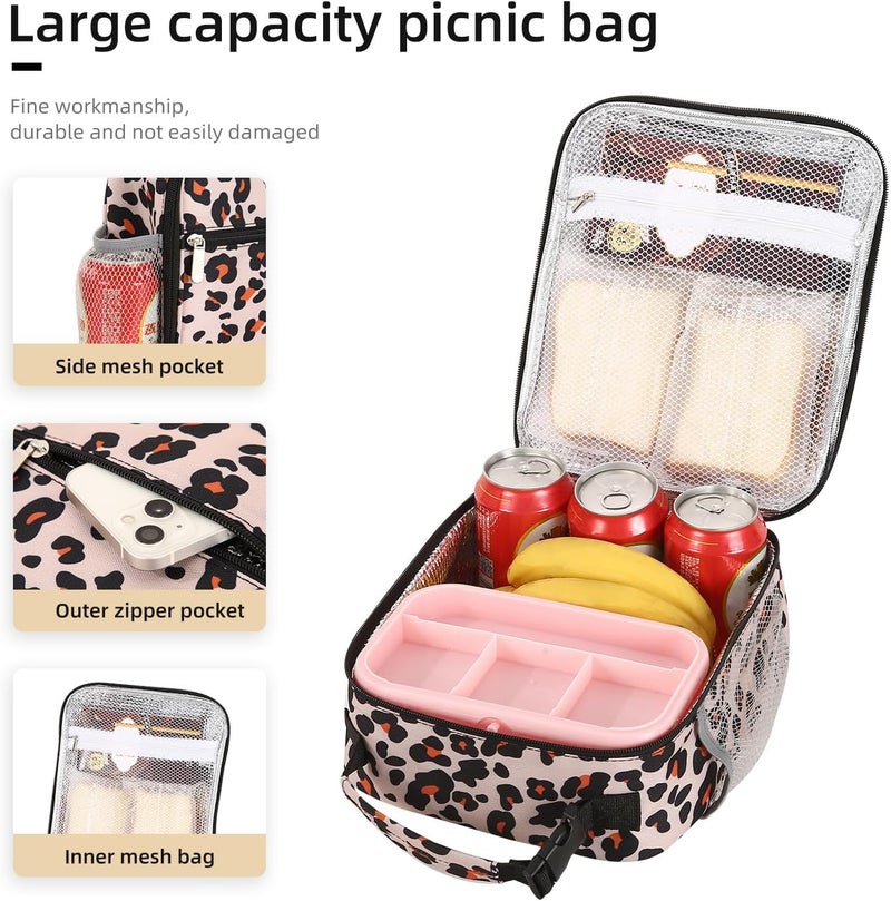Lovoeo AYEANY Lunch box Lunch bag for men women Lunchbox Lunch bags Insulated Lunch bag Lunch box cooler (Leopard), Large - Image 5